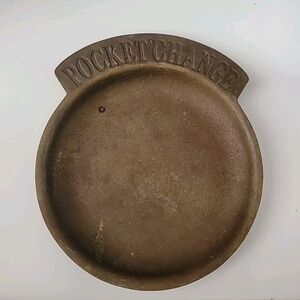 Vintage Mid Century  Brass Pocket Change Dish 5” Trinket Tray